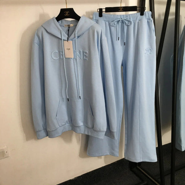 CELINE 25S HOODIE AND WIDE-LEG ELASTIC PANTS SET