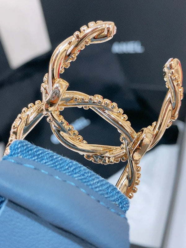 CINTURA ELASTICA DOPPIA C 30MM IN DENIM BLU FIBBIA CON CRISTALLI ORO