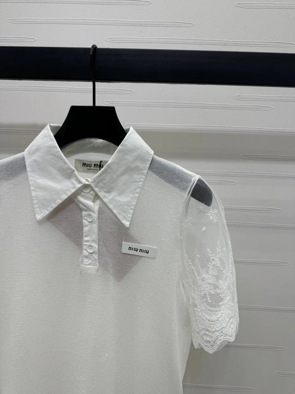 MIU 25SSEE THROUGH COLLAR SHIRT 264111