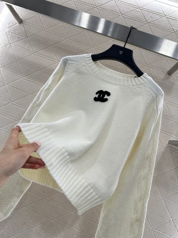 Pull ras-du-cou raglan en laine blanc CC 26 331351