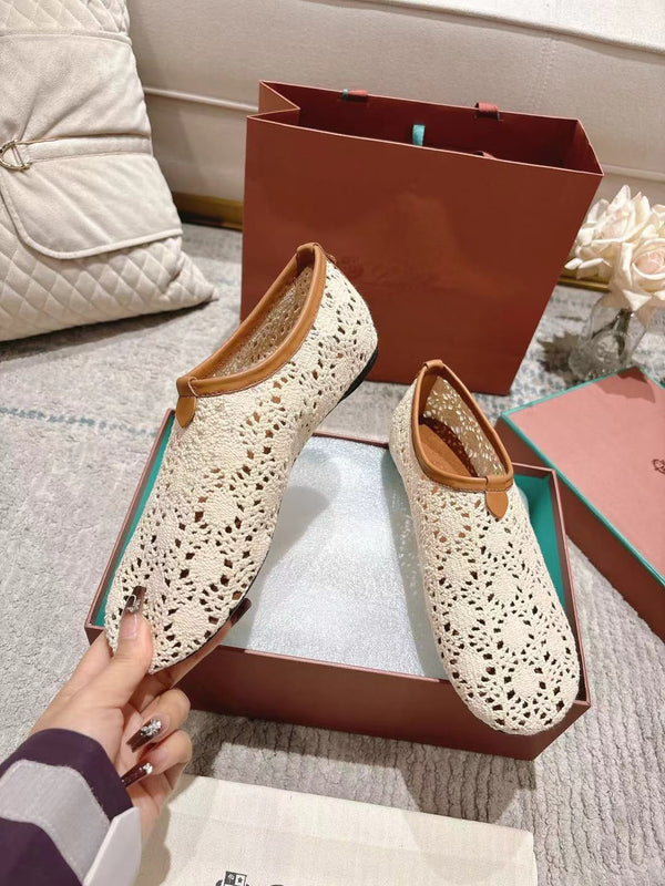 FLAT SHOES 25 IN WHITE MESH FABRIC