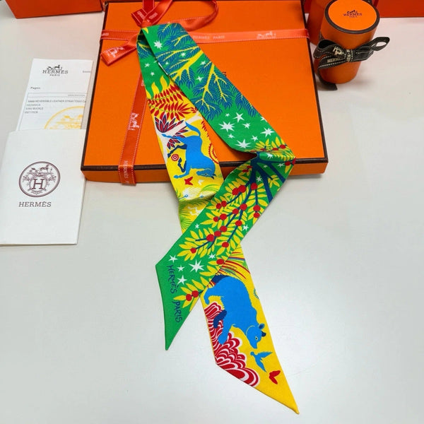 HERMES 25S SILK NECKERCHIEF 86 IN SILK 714355