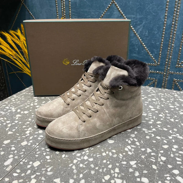 LP WINTER NUAGES Baskets montantes en agneau gris clair