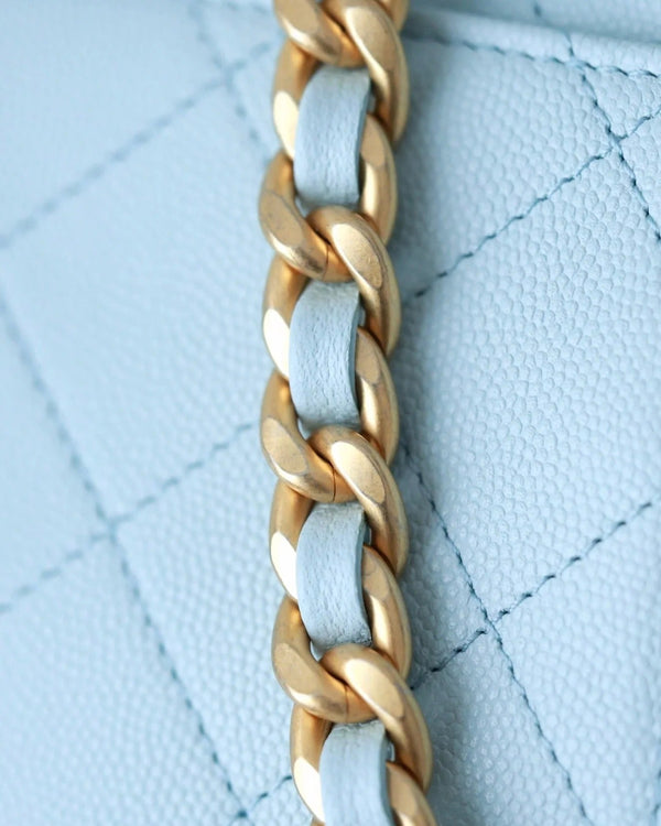 CHANEL 25S HOBO BAG 30 CM IN PASTEL BLUE LAMBSKIN WITH GOLD HARDWARE