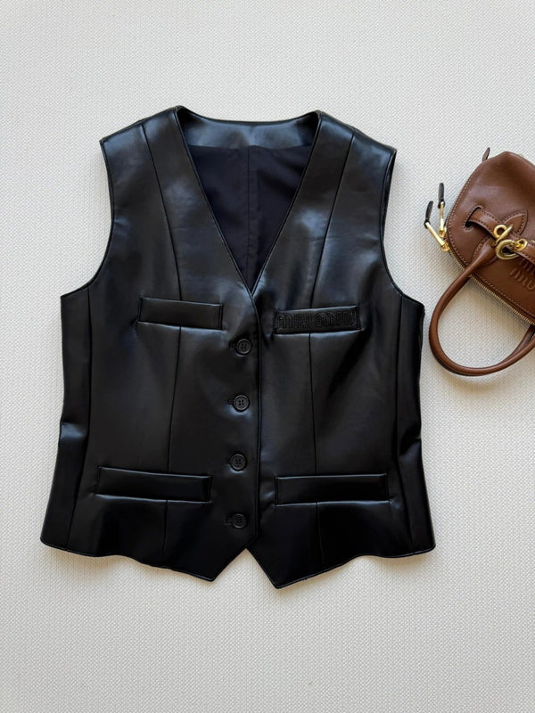 GILET EN CUIR MIUMIU STYLE 728