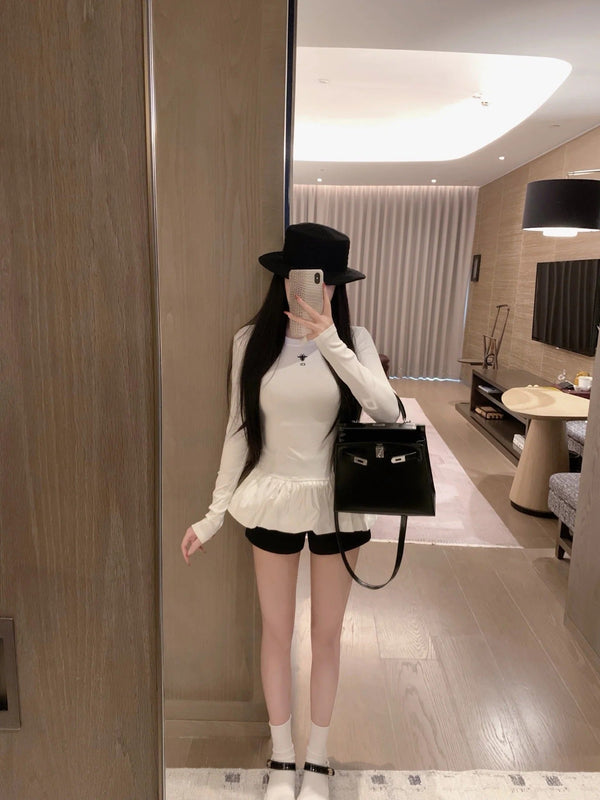 DIOR 25S LONG-SLEEVE PEPLUM T-SHIRT STYLE 185