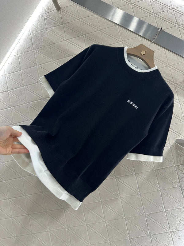 MIUMIU SHORT-SLEEVE KNIT TOP 276589
