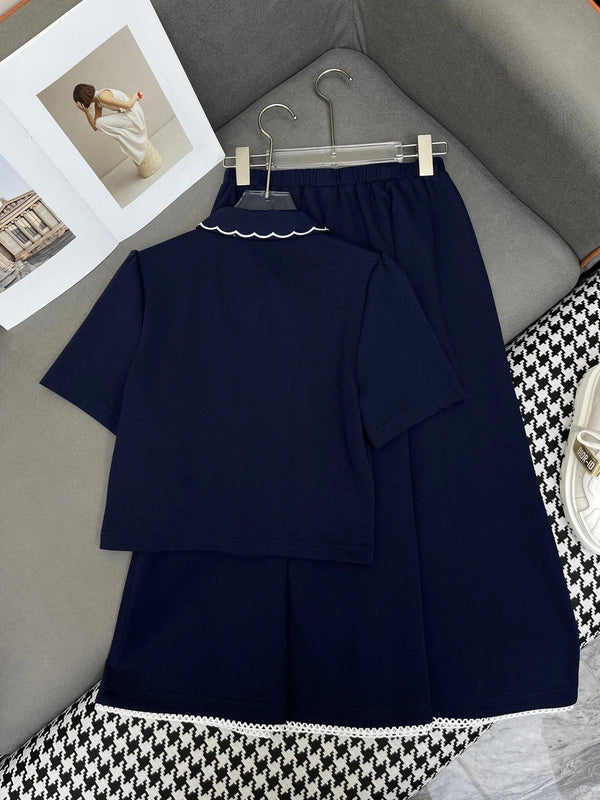 ELEGANT SET – TOP WITH FLOWY A-LINE SKIRT