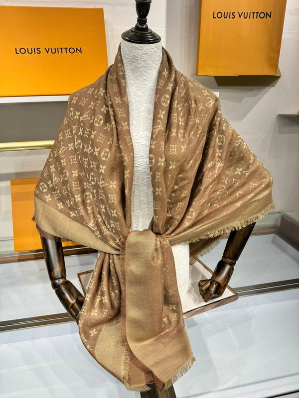 LV SCARF 140 CM IN WOOL MIX SILK 693014