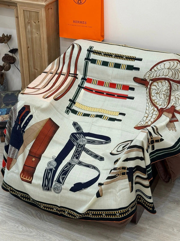 HERMES 25S SCARF 140 IN CASHMERE SILK 727302