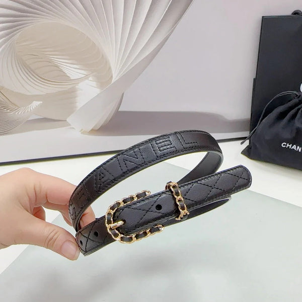 CINTURA CC 20 MM IN VITELLO NERO FERRAMENTA ORO