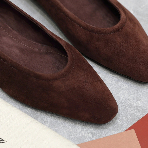 Classic Ballet Shoes In Brown Suede