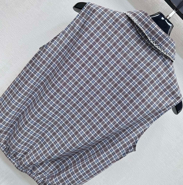 Miu 2026 Plaid Set Gray Cotton 410726