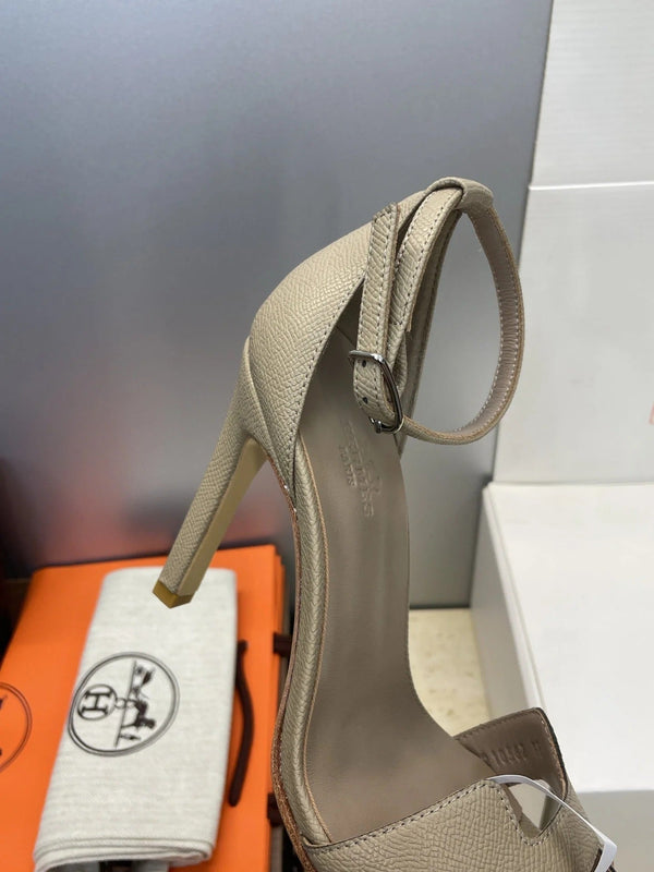 Sandales à talon HM 26ss 105 Taupe cuir de vachette 607127
