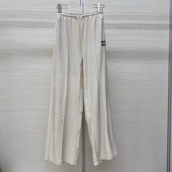 Miumiu 2026 Pantalon brodé de strass Soie Viscose 356809