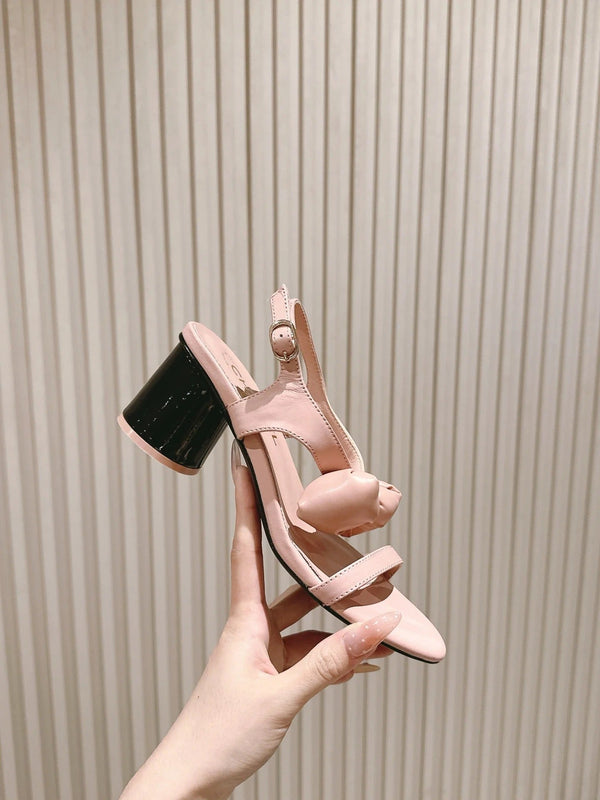 Sandales à nœud CC 26s 55 cuir de vachette rose 658466