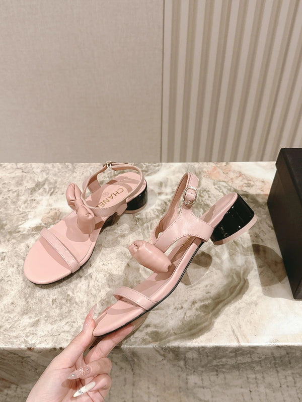 CC 26s Sandales à Nœud en Cuir de Vachette Rose 658470