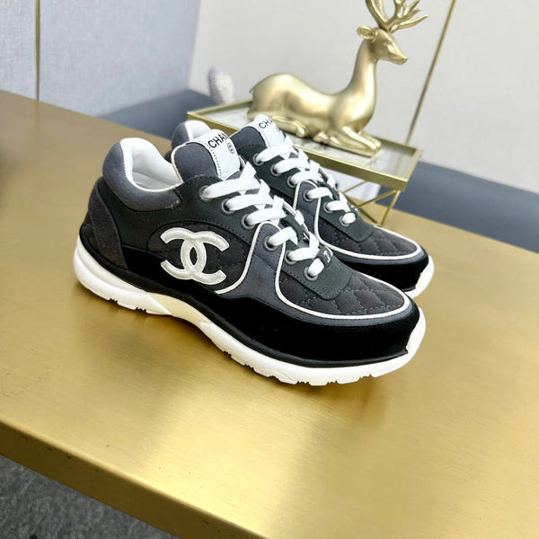 CC 2026 Casual Sneakers Black Gray Monogram Suede 668046