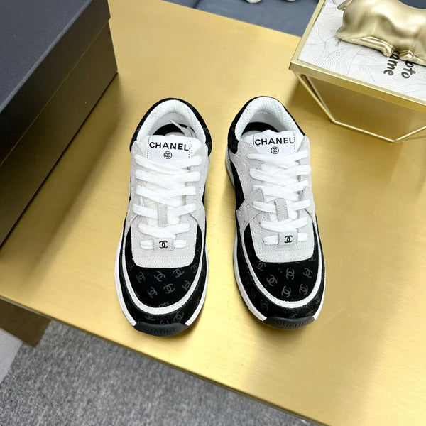 CC 2026 Casual Sneakers Black White Monogram Suede 668047