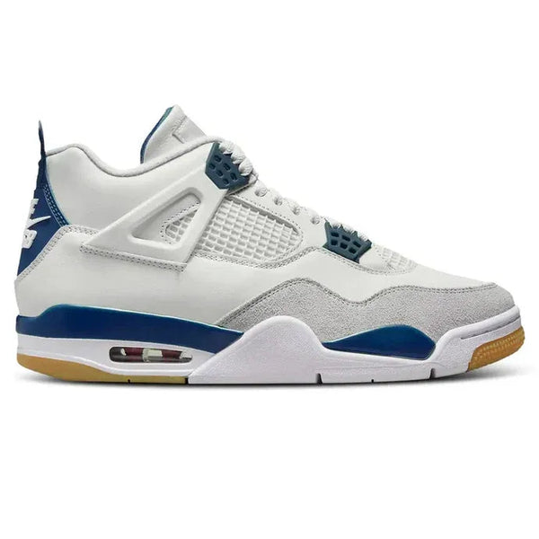 Nike SB x Air Jordan 4 White Navy Blue Gray Suede Leather