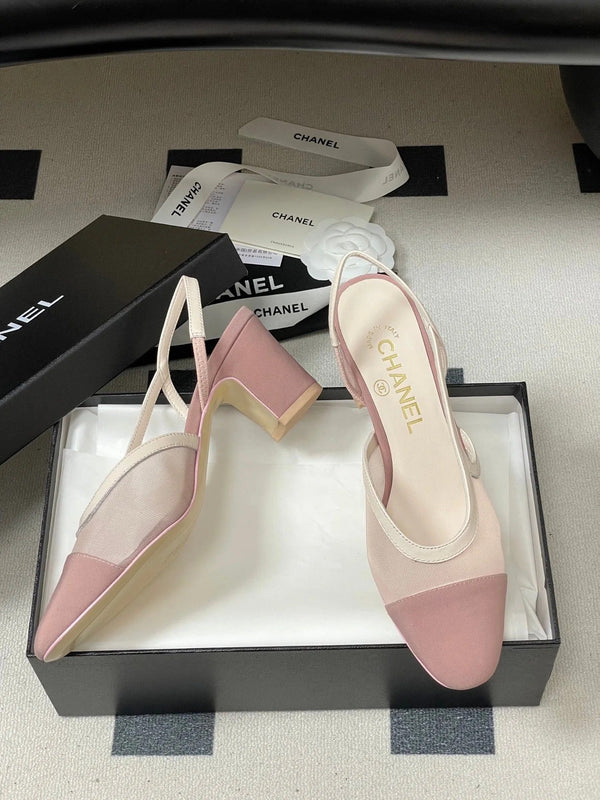 CC 26s Slingback 65 Light Pink Mesh Fabric Sheepskin 649443