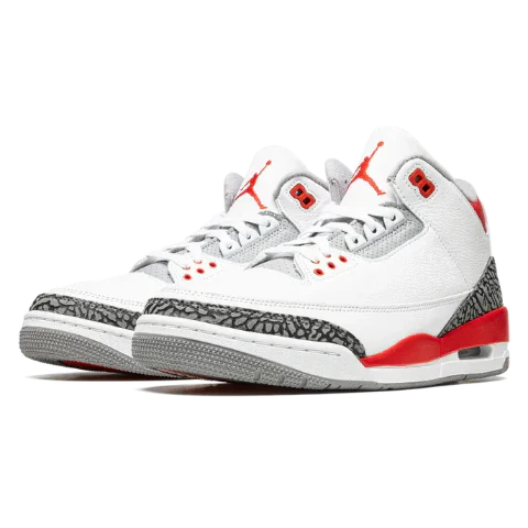 Nike Air Jordan 3 Fire Red White Gray Cowhide
