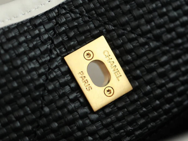 Sac Maxi Hobo Chanel 2026 28cm Cuir Paille Noir 351070