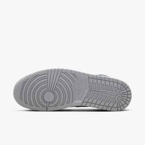 Nike Air Jordan 1 Mid Wolf Grey Midnight Navy Leather