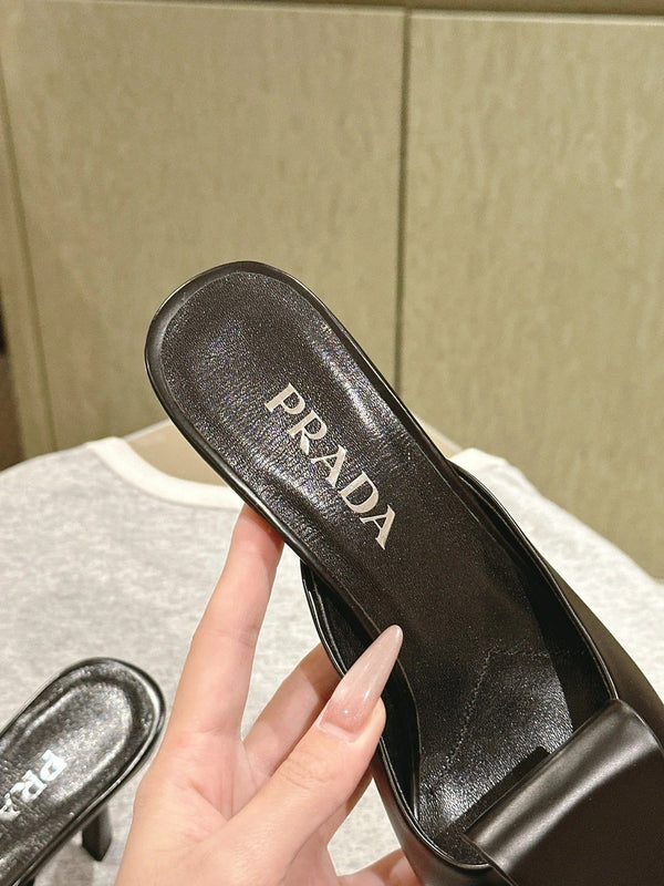 PRA 2026S High Heel Mule 80 Black Sheepskin 657665