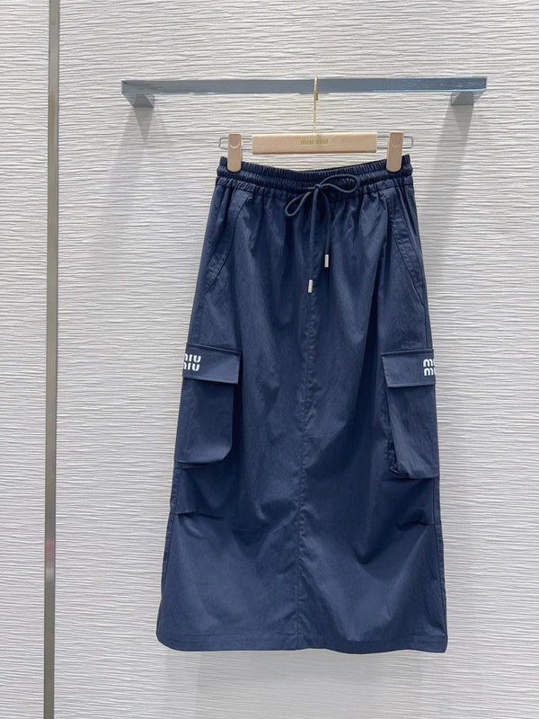 Miu Miu 2026 Jupe longue Coton Nylon Kaki et Bleu marine