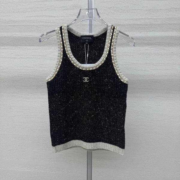 Chanel 2026 Haut Tricot Sans Manches Laine Cachemire Noir 356943