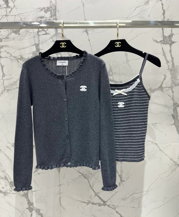 Chanel Ensemble Deux Pièces en Maille Rayée Laine 2026