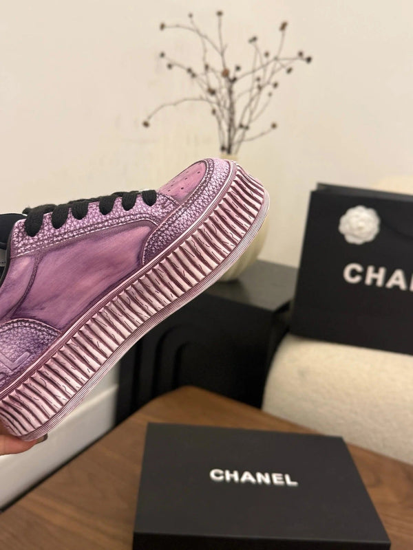 CC 26s Baskets décontractées en cuir violet clair 183614