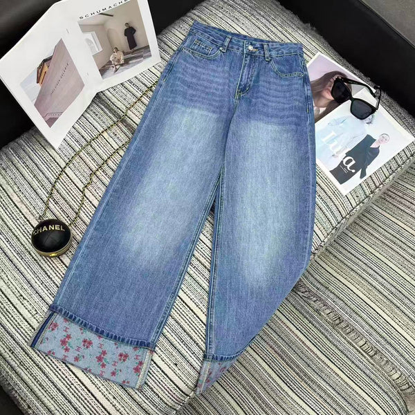 Chanel 2026 Jean Coton Bleu à Broderie Florale 358658