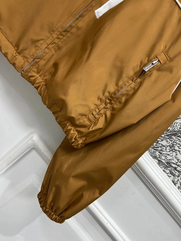 MIU 25S HOODED JACKET BROWN IN NYLON 263023