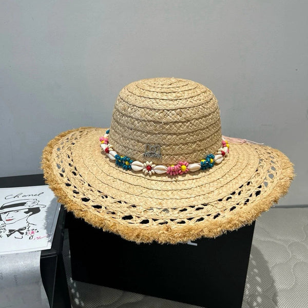 CAPPELLO DI PAGLIA MM BEACH IN BEIGE CON DECORAZIONI A TEMA MARINO