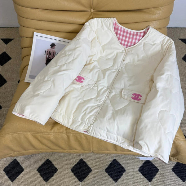 CC 26 Veste deux pièces rose et crème en duvet de polyester 390426