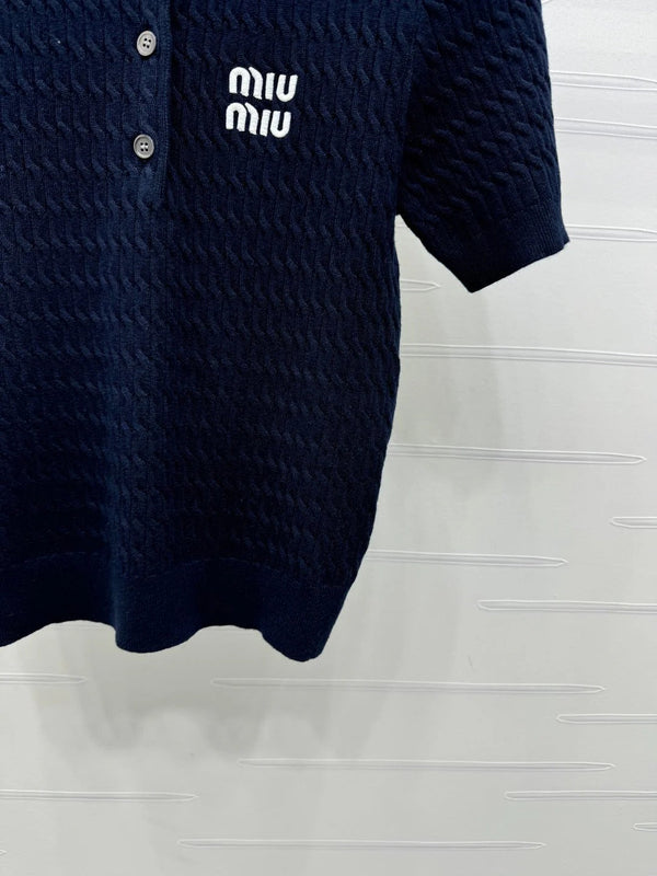 MIUMIU KNITTED POLO SHIRT WHITE 274841