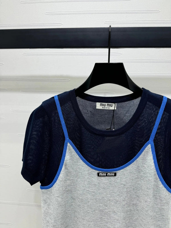 MIU 25S TOP IN MAGLIA 2 PEZZI CON SPALLINE 264131