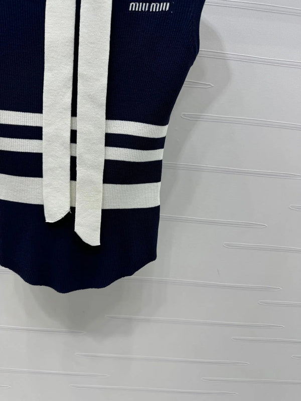 GILET IN MAGLIA A RIGHE GHIACCIO MIU 25S 2264118