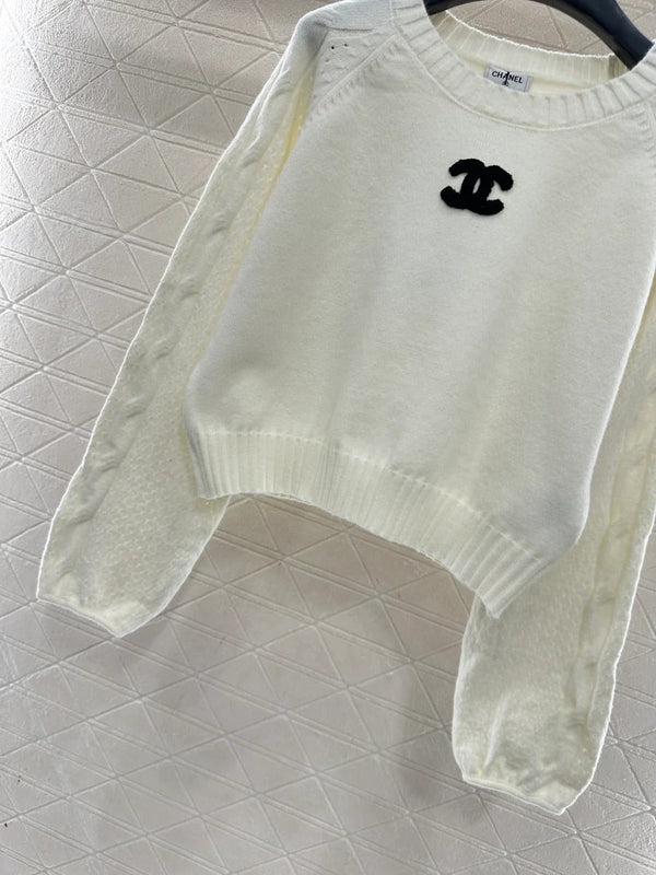 Pull ras-du-cou raglan en laine blanc CC 26 331351