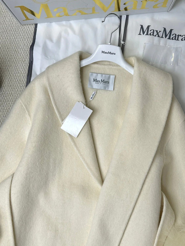 MANTEAU EN CACHEMIRE MAX MARA 25S AVEC BORDURE EN FOURRURE DE RENARD 235