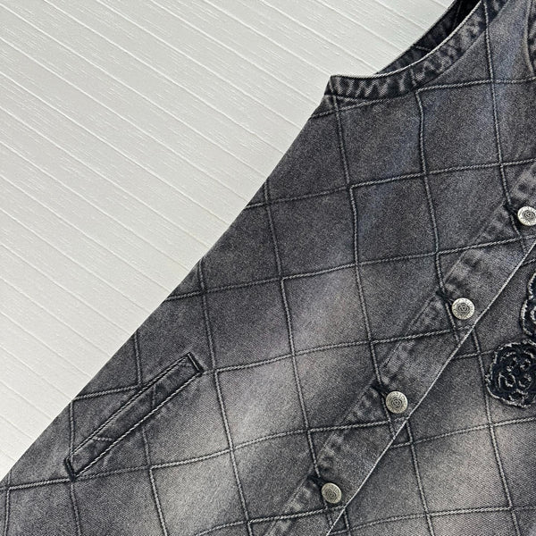 ABITO GILET IN DENIM CHANEL CON MOTIVO A ROMBI 276108