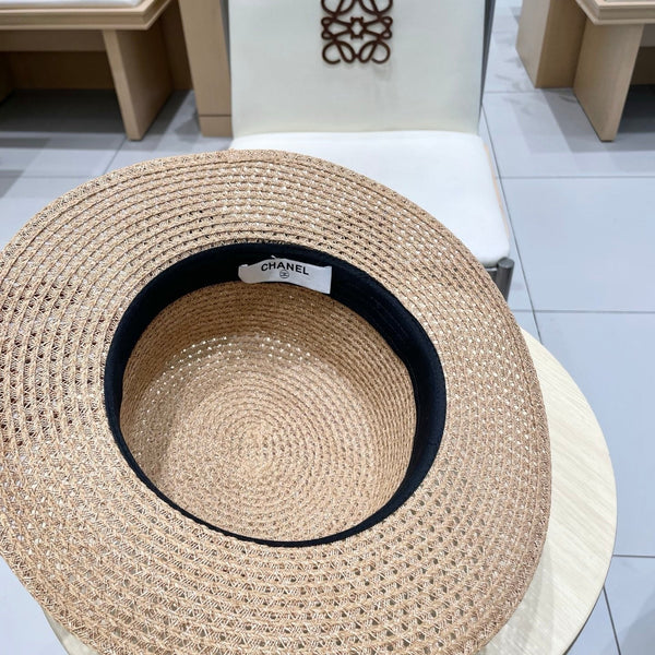 NATURAL STRAW BUCKET HAT WITH RIBBON 672773
