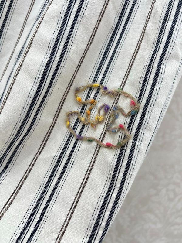 CHANEL STRIPED LINEN WIDE-LEG PANTS 275056