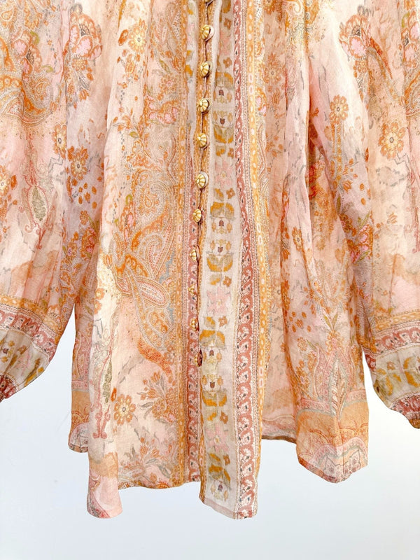 ZIMMERMANN HIGH-NECK FLARE-SLEEVE TOP 270178