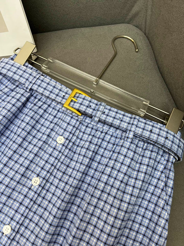 MATCHING SET WITH TOP AND BLUE PLAID MINI SKIRT