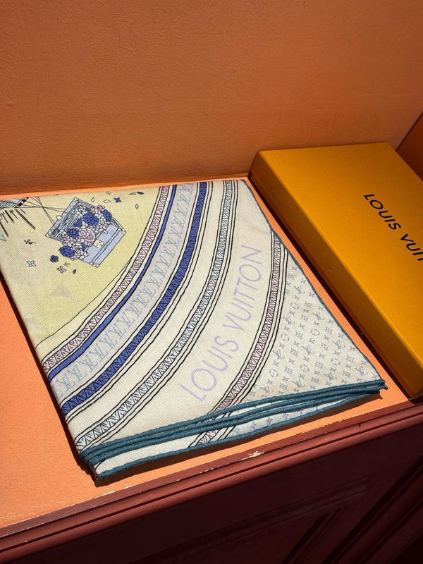 LV SCARF 140 CM IN SILK-CASHMERE BLEND 737274