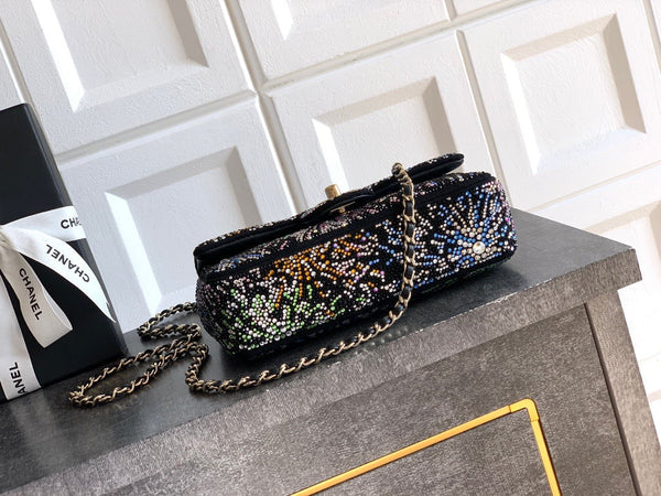 Chanel 2026 Evening Bag 20cm Black Mix Colors Strass Leather