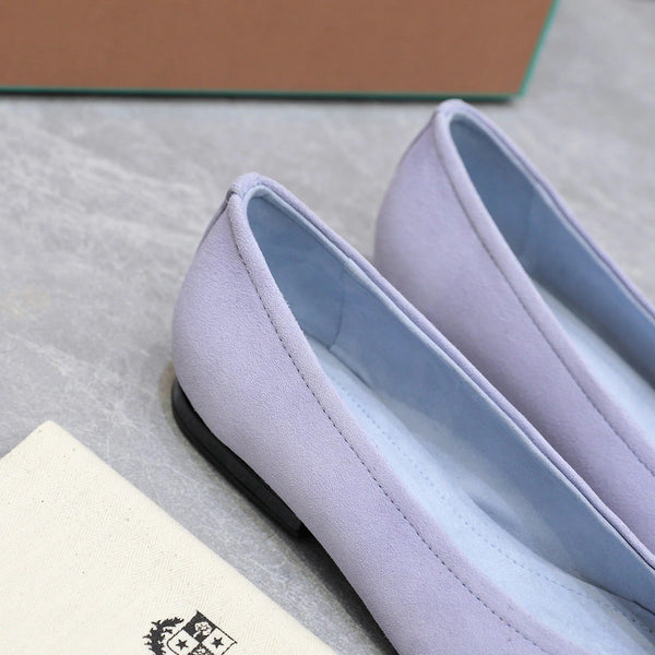 Classic Ballet Shoes In Pastel Purple Suedue